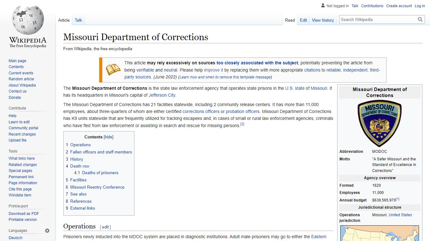 Missouri Department of Corrections - Wikipedia